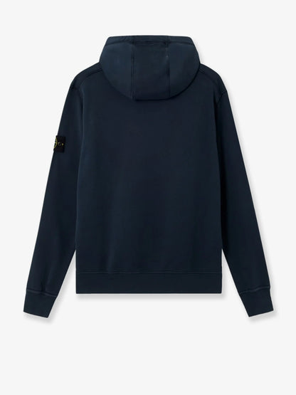 STONE ISLAND - Cotton sweatshirt with side logo patch