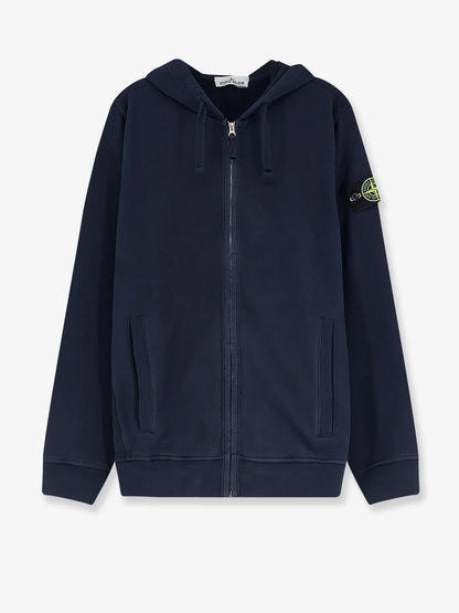 STONE ISLAND - Cotton sweatshirt with side logo patch