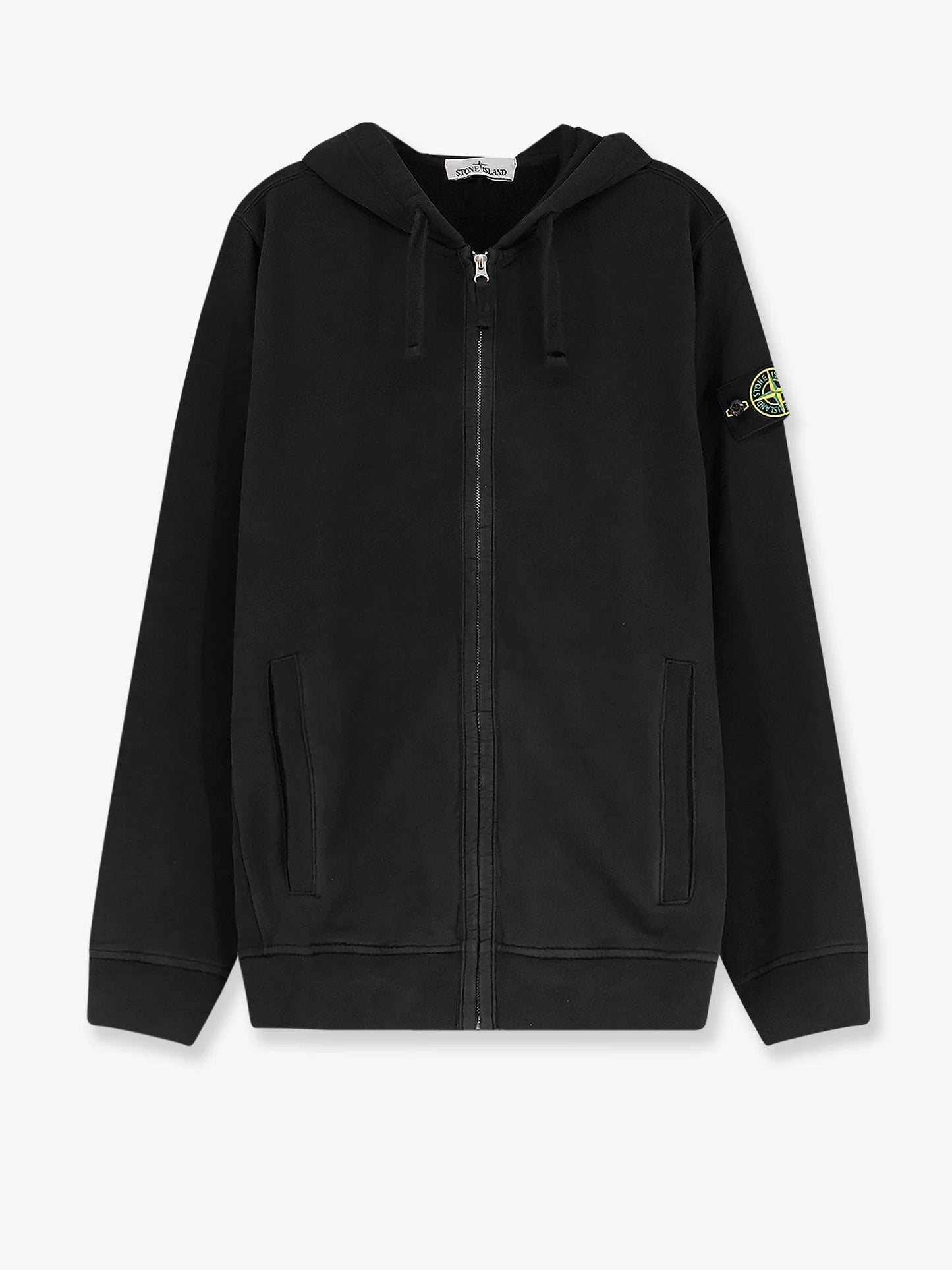 STONE ISLAND - Cotton sweatshirt with side logo patch