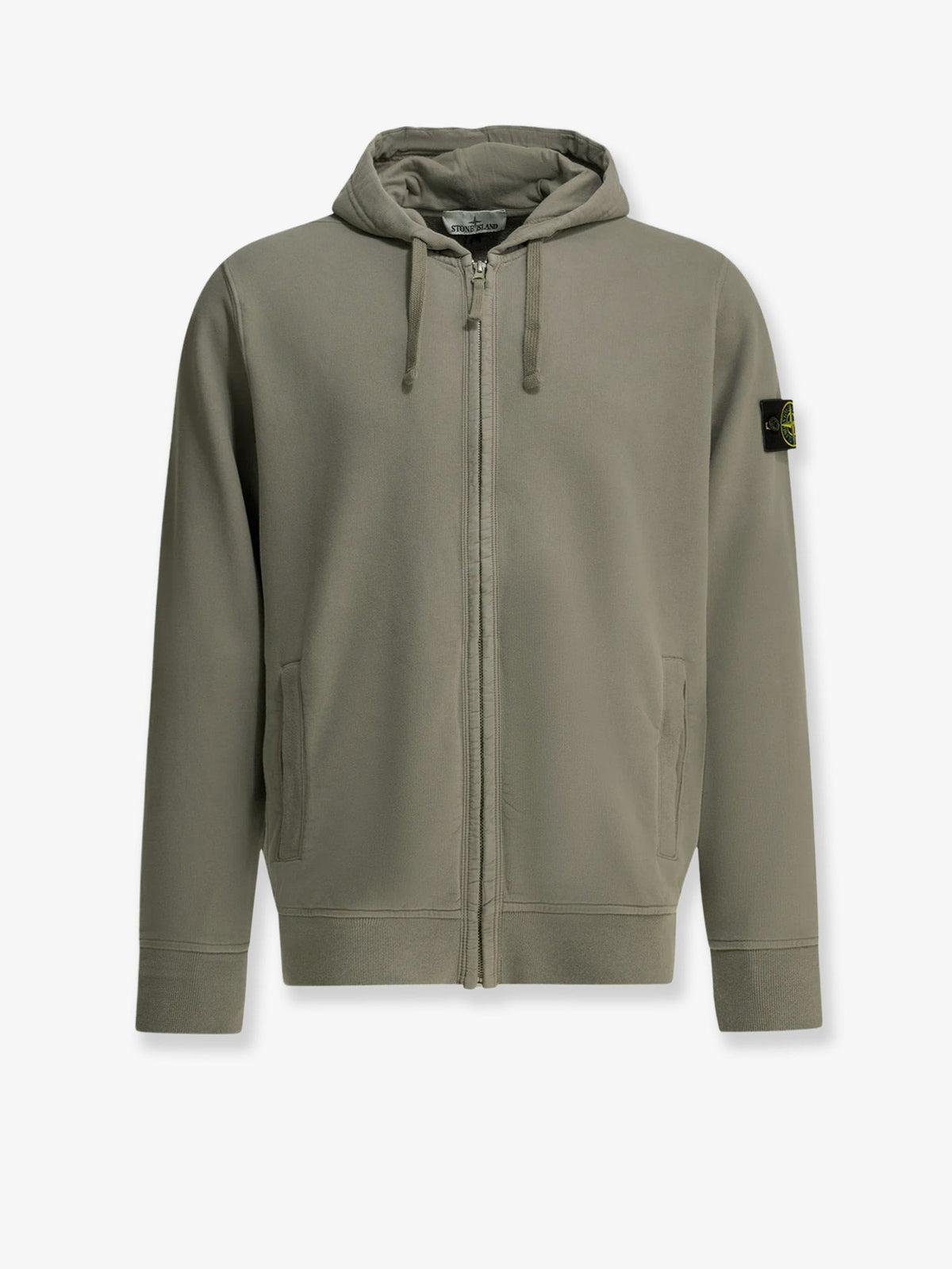 Stone Island Organic cotton sweatshirt with lateral Logo patch - Military Green
