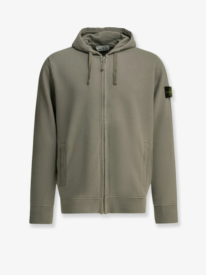 Stone Island Organic cotton sweatshirt with lateral Logo patch - Military Green