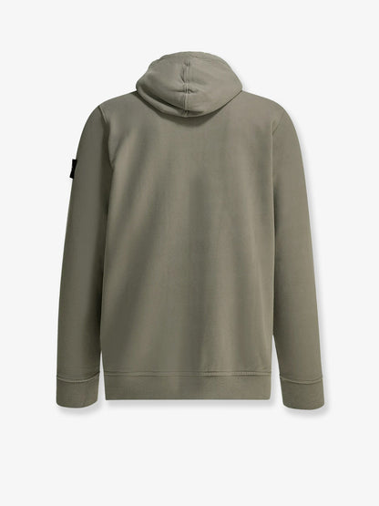 Stone Island Organic cotton sweatshirt with lateral Logo patch - Military Green