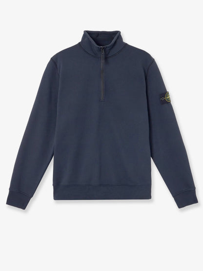 Stone Island Cotton sweatshirt with side logo patch - Slate Blue