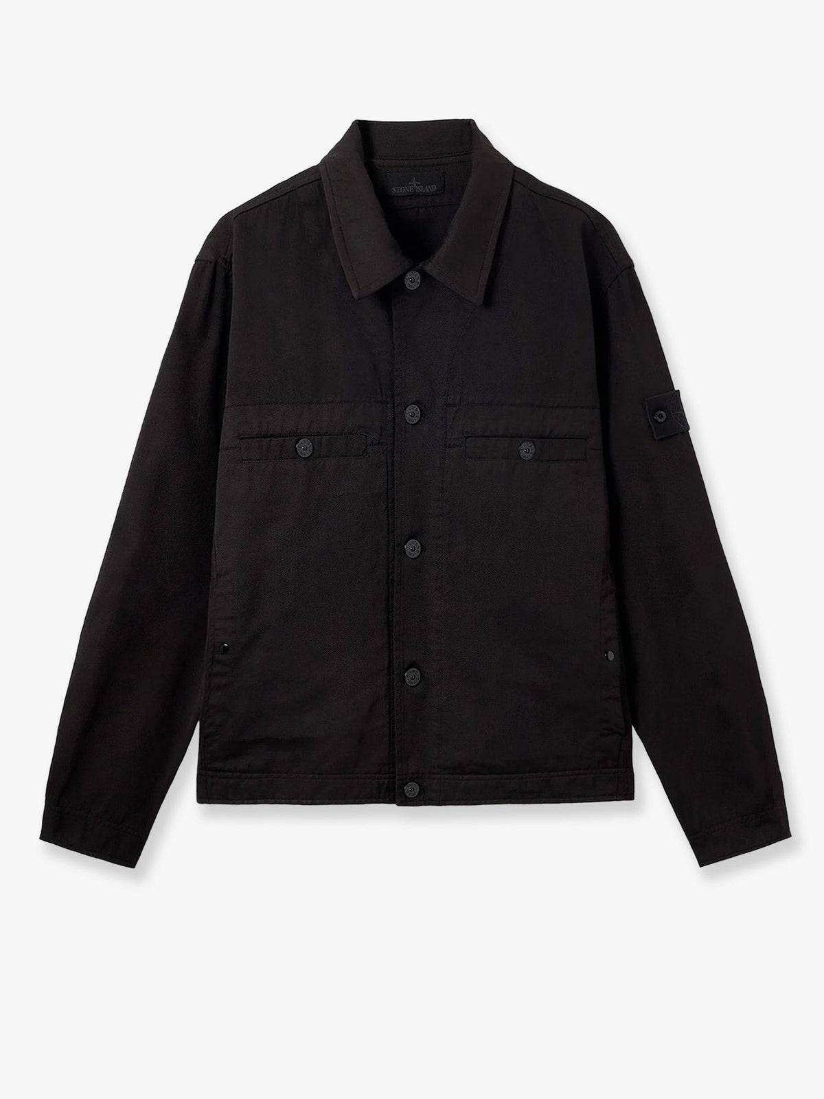 Stone Island Raw Hand Wool Cotton Gabardine-TC S.I: Ghost wool and cotton blend jacket - Black