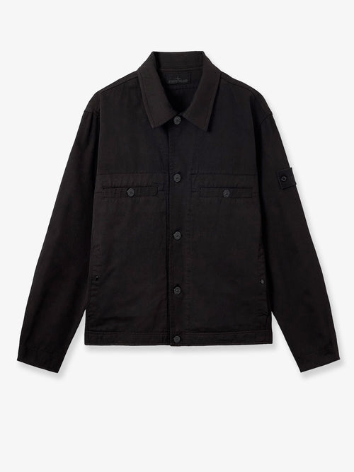 Stone Island Raw Hand Wool Cotton Gabardine-TC S.I: Ghost wool and cotton blend jacket - Black