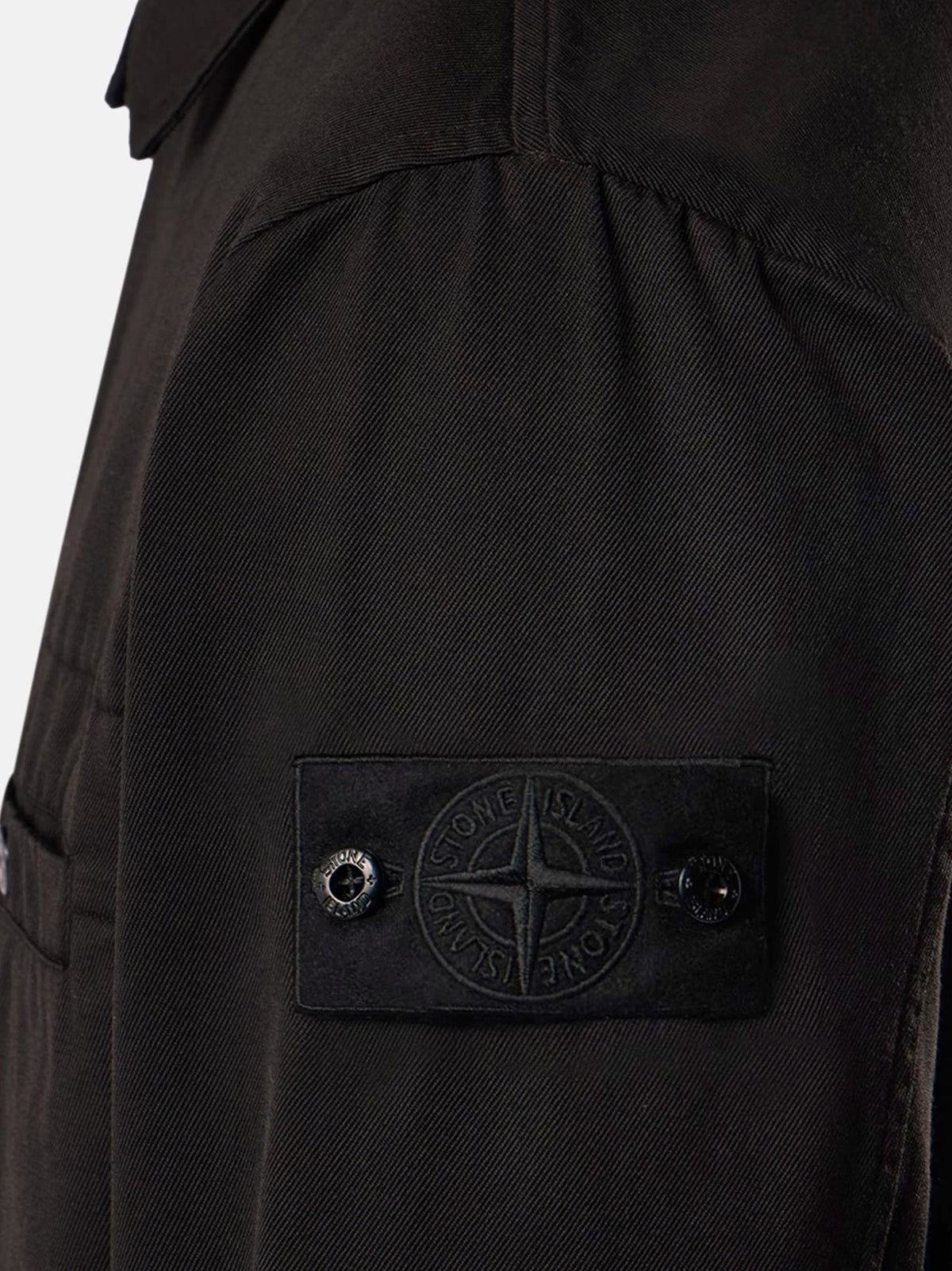 Stone Island Raw Hand Wool Cotton Gabardine-TC S.I: Ghost wool and cotton blend jacket - Black