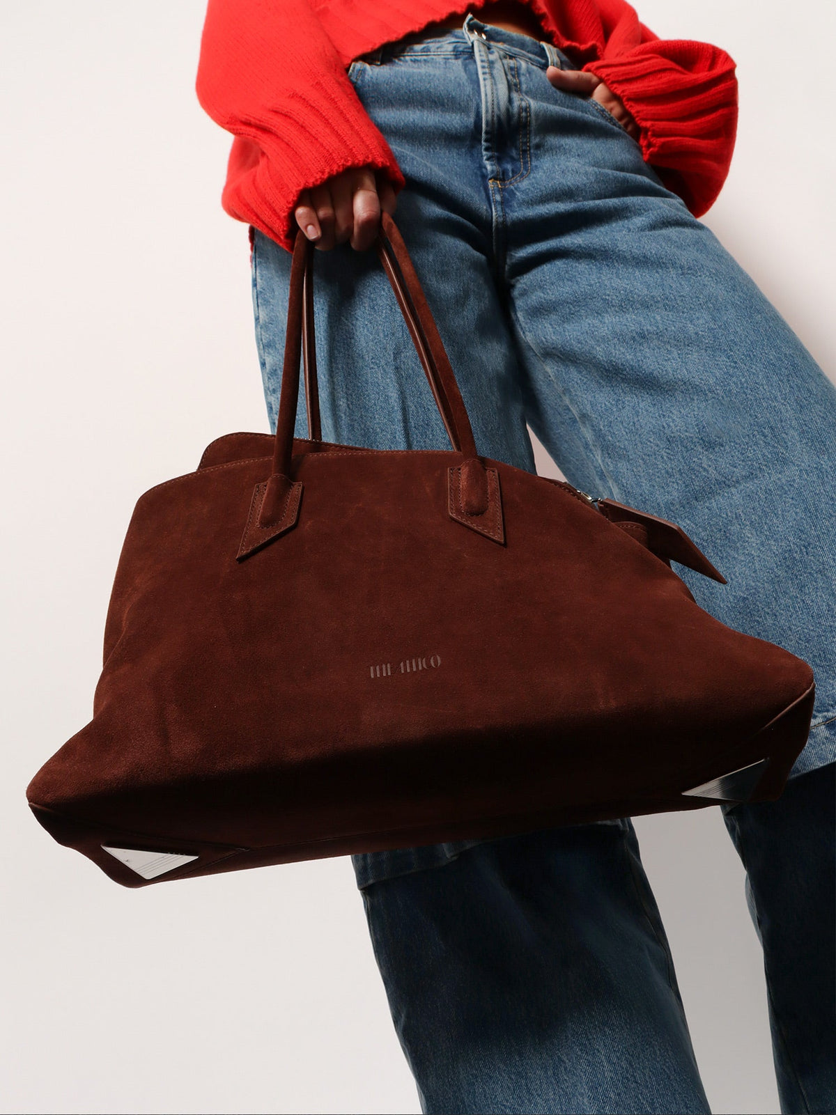 The Attico Borsa a spalla La Passeggiata in suede - Lightchocolate
