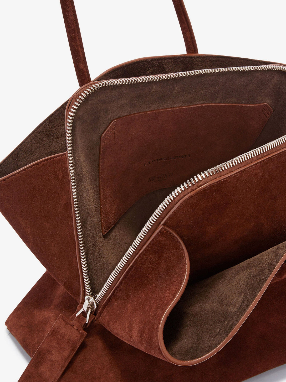 The Attico Borsa a spalla La Passeggiata in suede - Lightchocolate