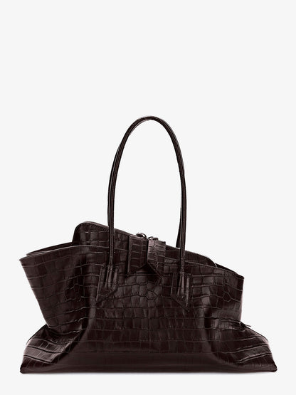 The Attico La Passeggiata Medium croc-effect leather shoulder bag - Coffee