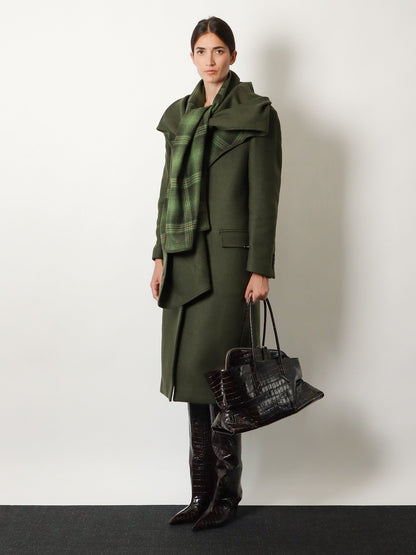 The Attico La Passeggiata Medium croc-effect leather shoulder bag - Coffee
