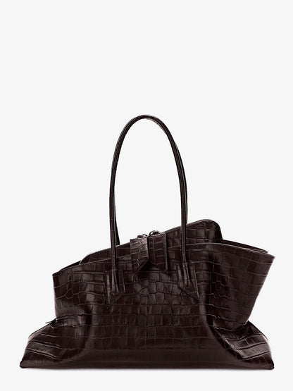 The Attico La Passeggiata Medium croc-effect leather shoulder bag - Coffee