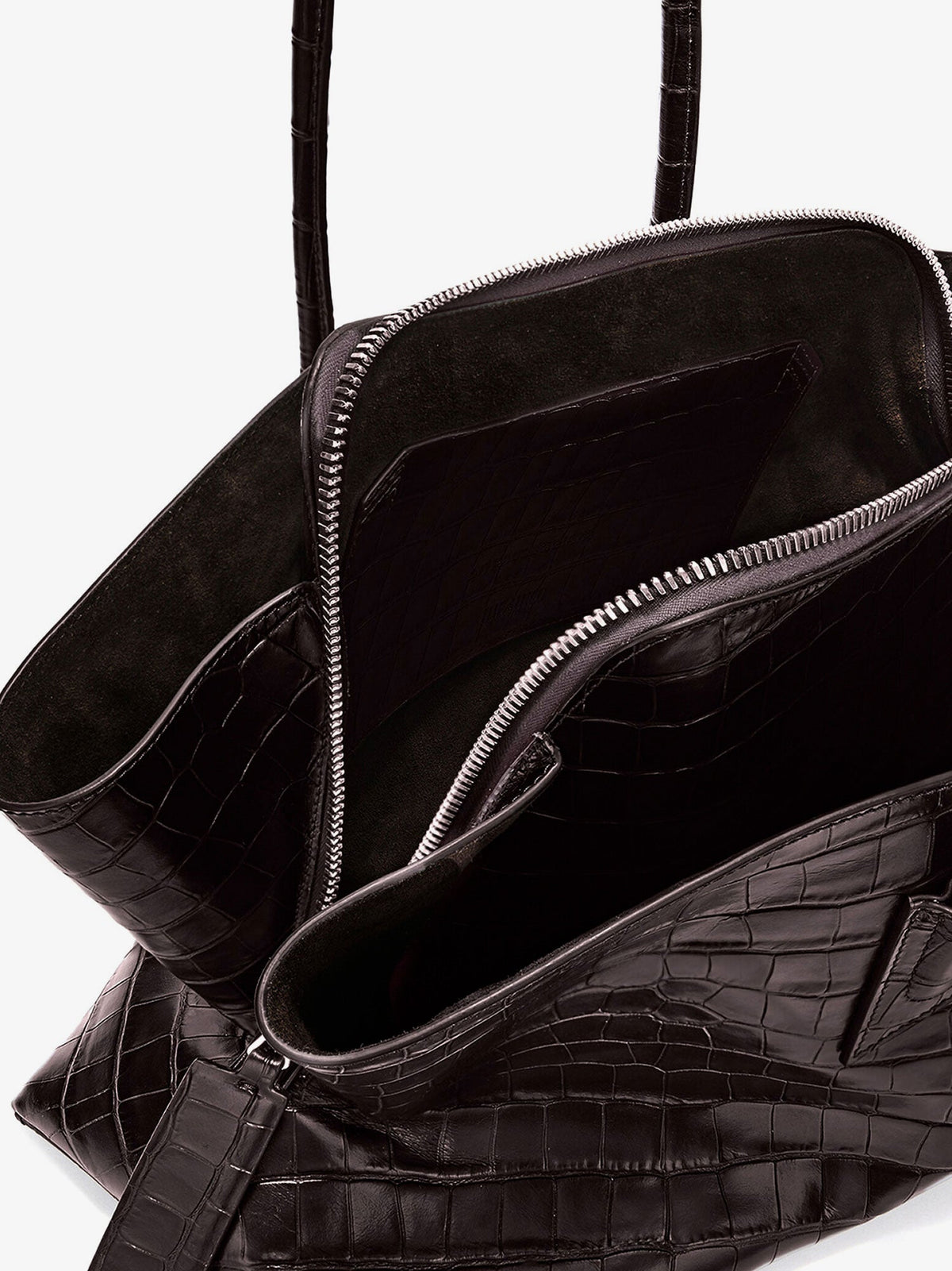 The Attico La Passeggiata Medium croc-effect leather shoulder bag - Coffee