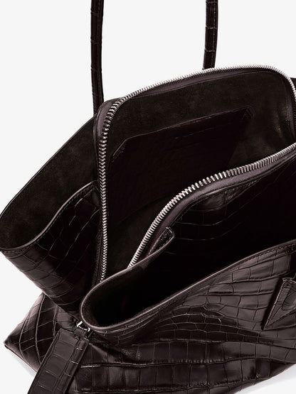 The Attico La Passeggiata Medium croc-effect leather shoulder bag - Coffee