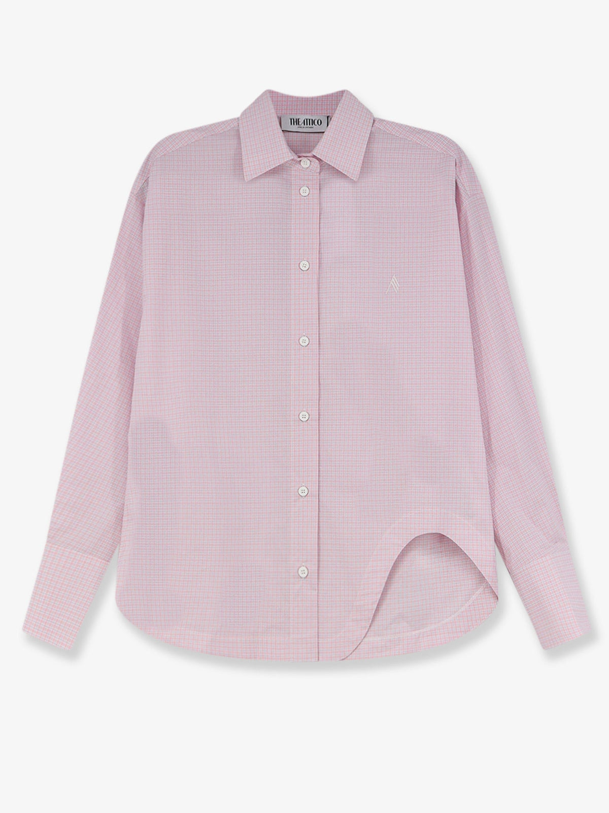 The Attico Cotton shirt with front embroidered logo - Whitepink