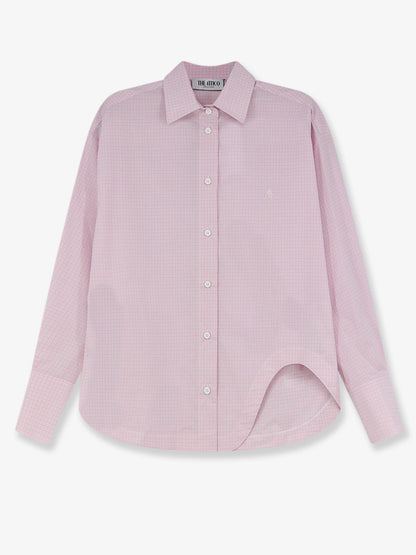 The Attico Cotton shirt with front embroidered logo - Whitepink
