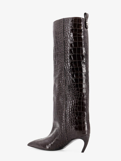 The Attico Lea boots in leather with crocodile print - Darkbrown