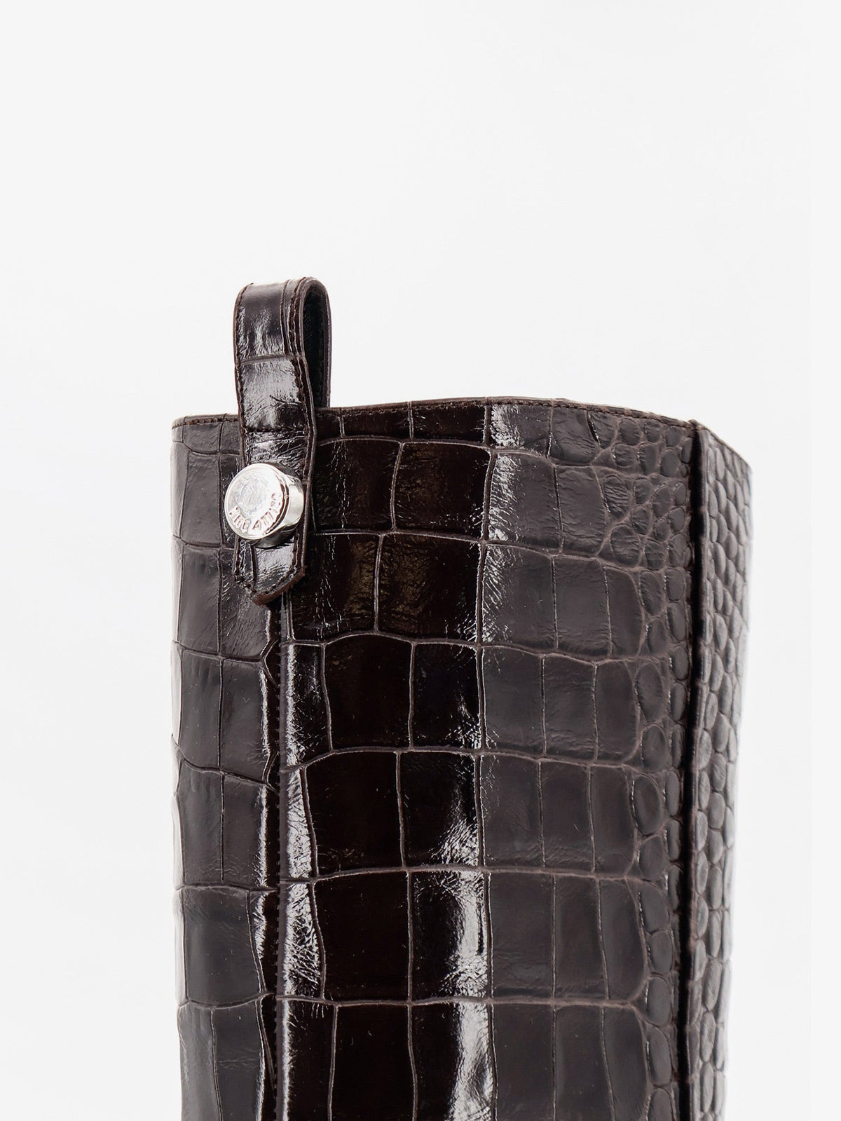 The Attico Lea boots in leather with crocodile print - Darkbrown