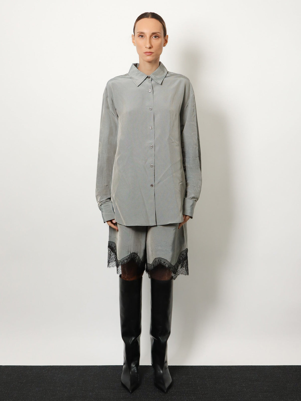 The Frankie Shop Peri cotton shirt - Checkedgrey