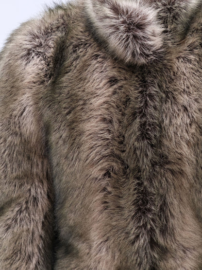 The Frankie Shop Denia Faux Fur Cinched Jacket - Beigemelange