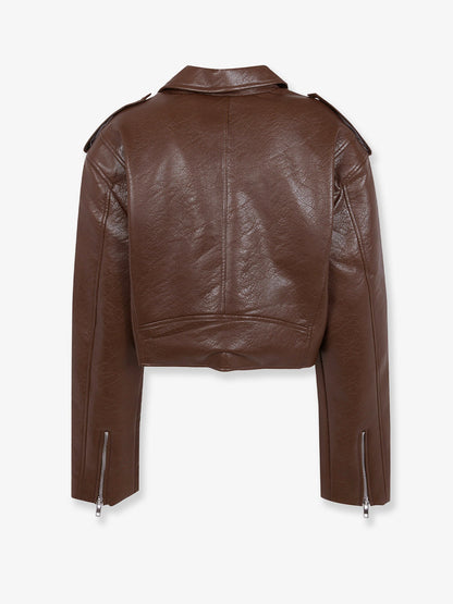 The Frankie Shop Daphne faux leather biker jacket - Brown