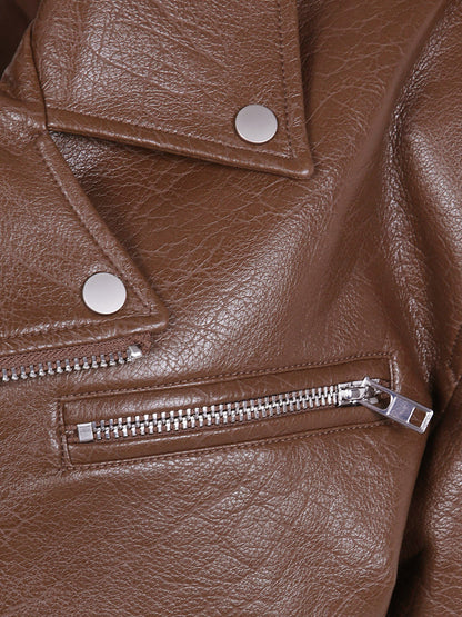 The Frankie Shop Daphne faux leather biker jacket - Brown