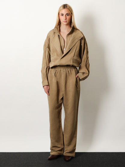 The Frankie Shop Marvin viscose and linen jumpsuit - Brown