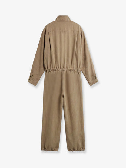 The Frankie Shop Marvin viscose and linen jumpsuit - Brown