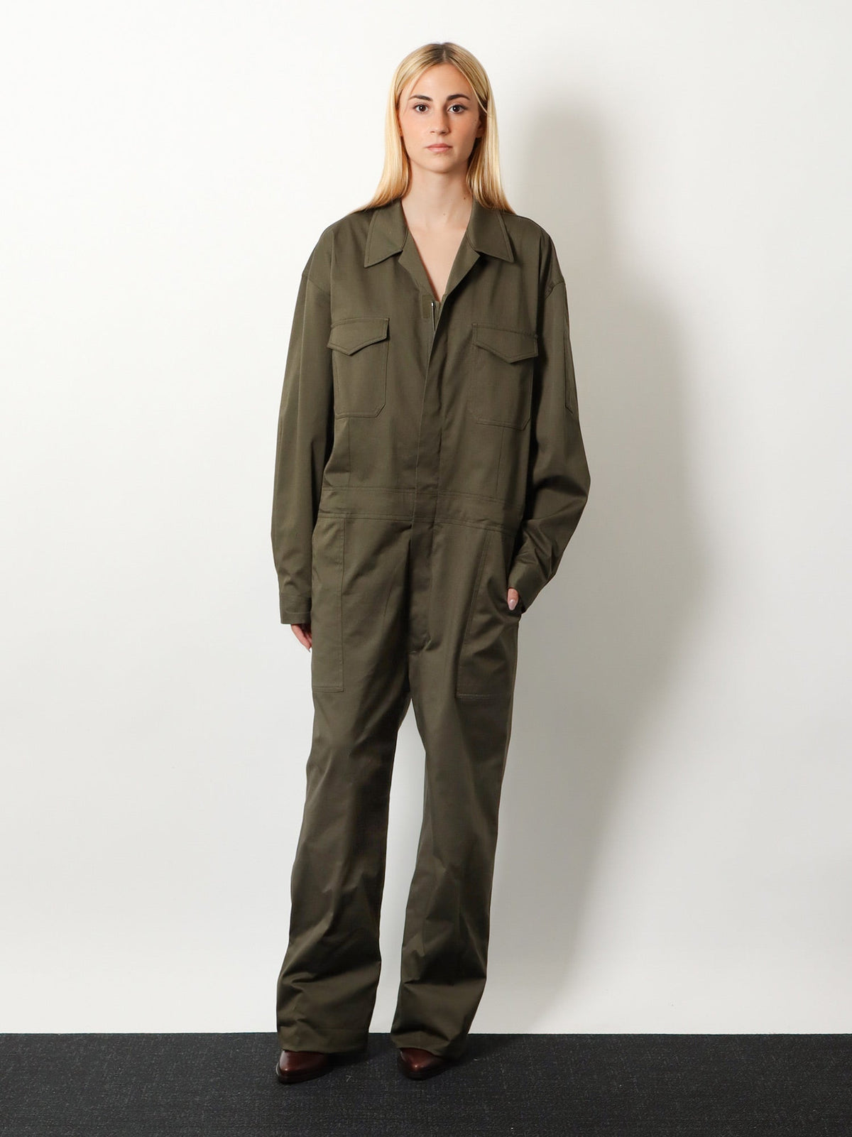 The Frankie Shop Ardea cotton jumpsuit - Darkolive