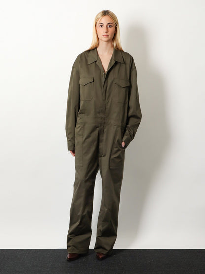 The Frankie Shop Ardea cotton jumpsuit - Darkolive