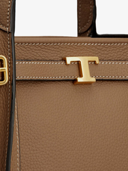 Tod'S T Signature Leather Shopping Bag - Beige