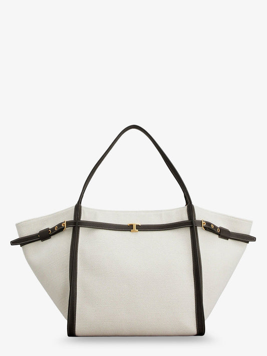 Tod'S Tim canvas and leather Medium Shopping Bag - Bianco