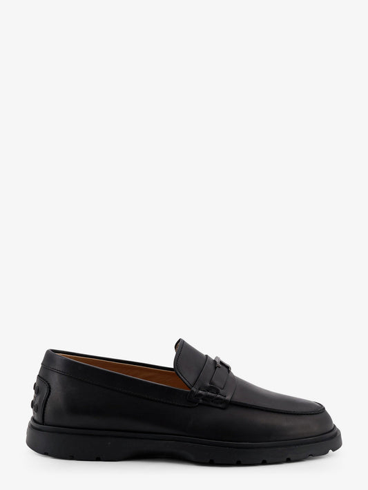 Tod'S Leather loafers with metal logo - Nero