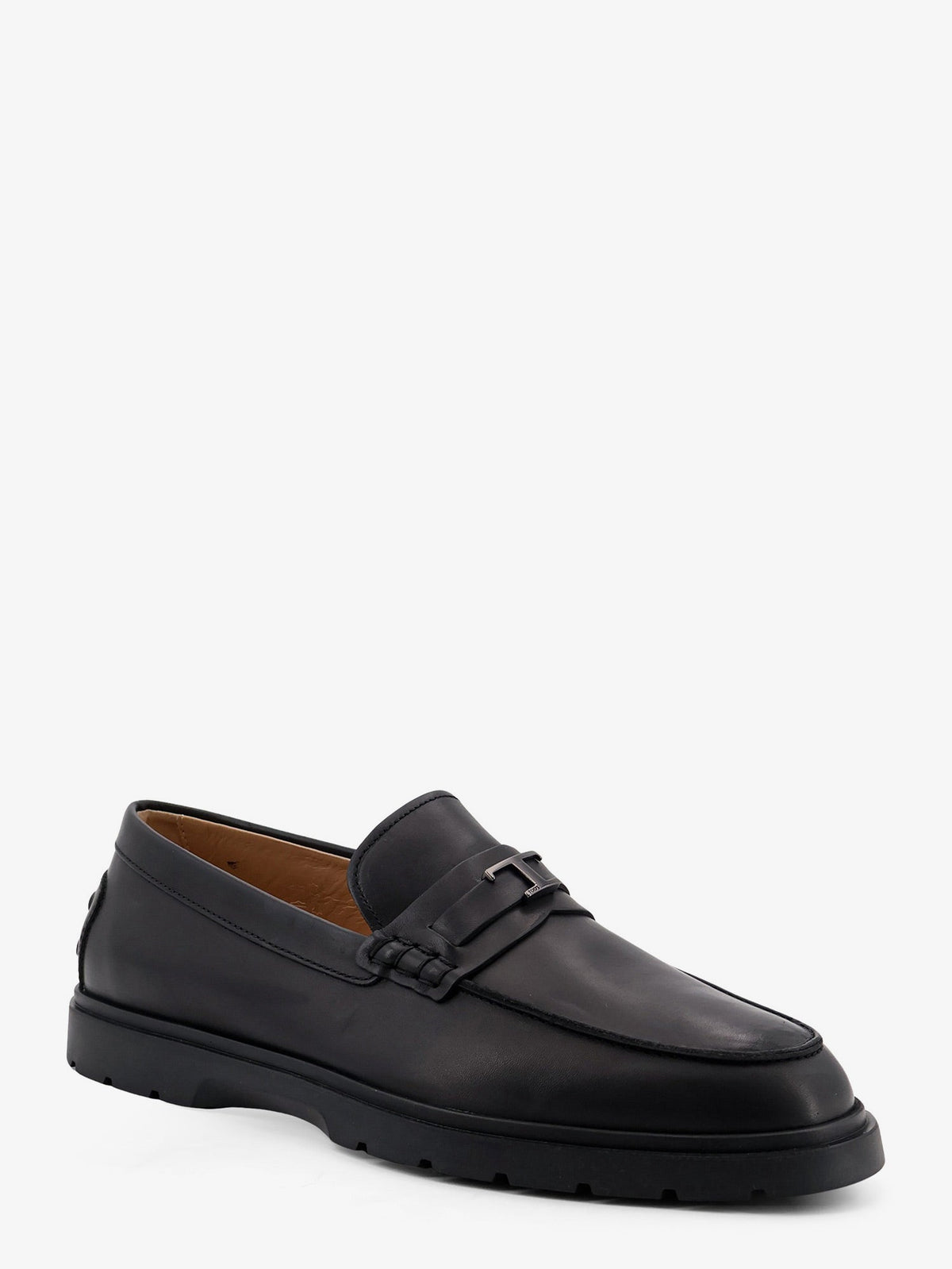 Tod'S Leather loafers with metal logo - Nero