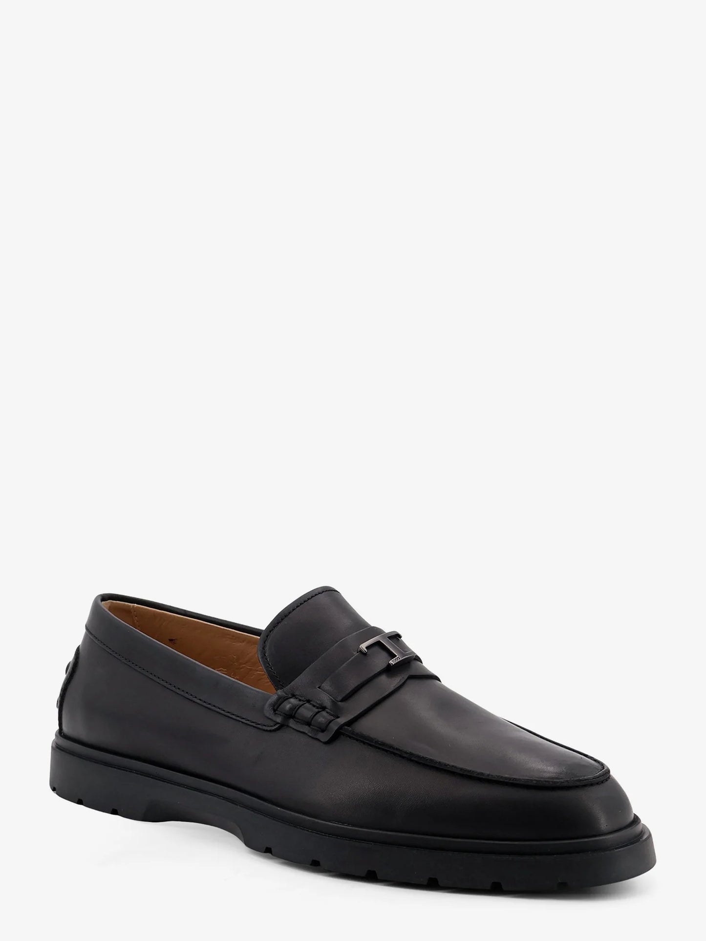 TOD'S - Leather loafers with metal logo