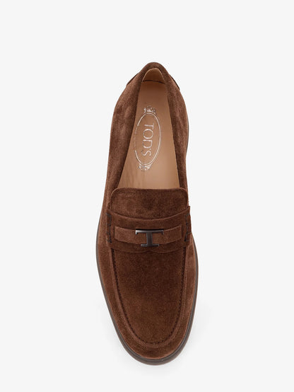 TOD'S - Suede loafers with metal logo