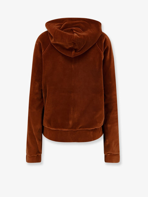 Tom Ford Velvet zip-up hoodie with tone-on-tone logo - Hazelnut