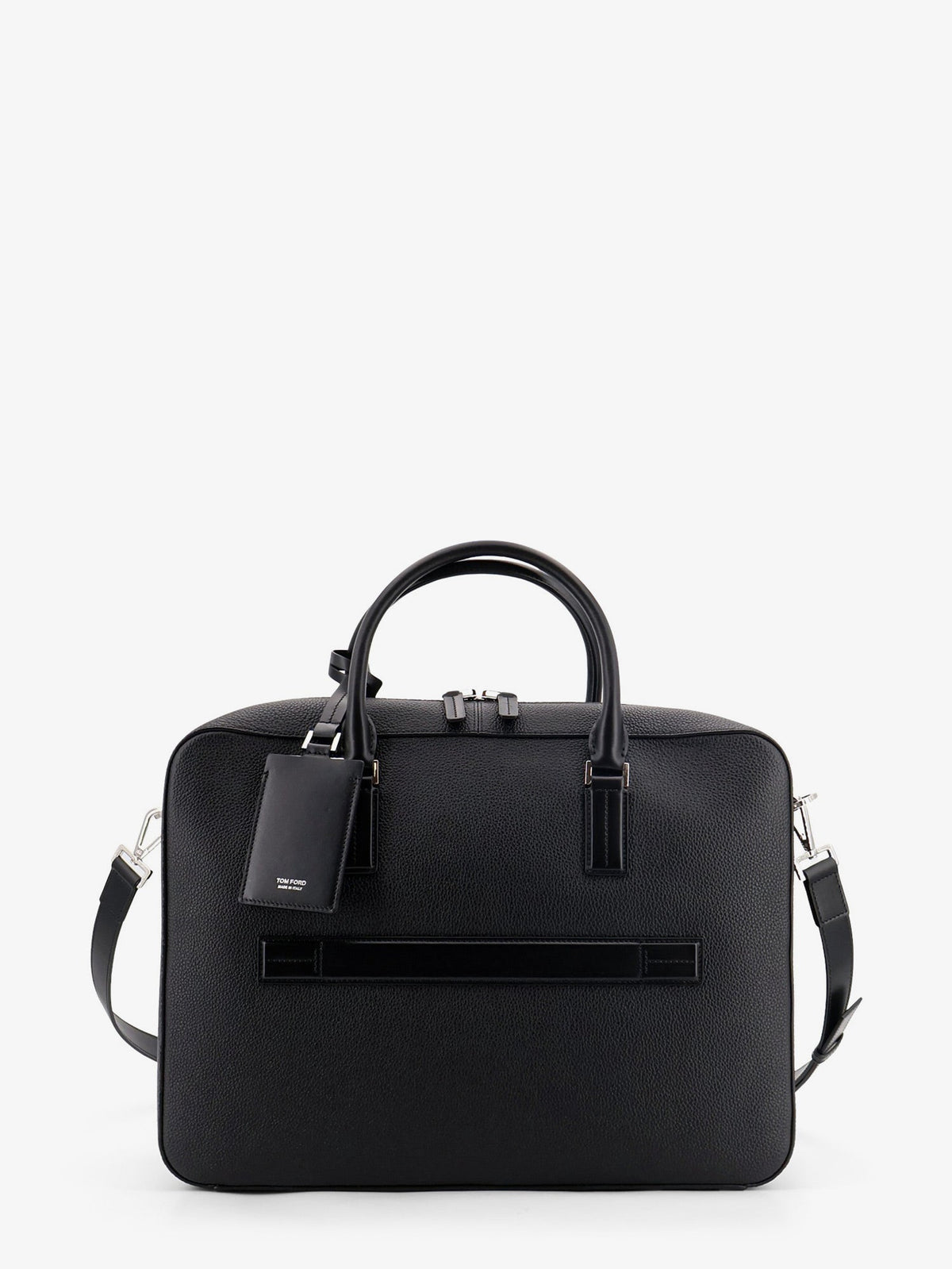 Tom Ford Leather work bag with front lettering logo - Black