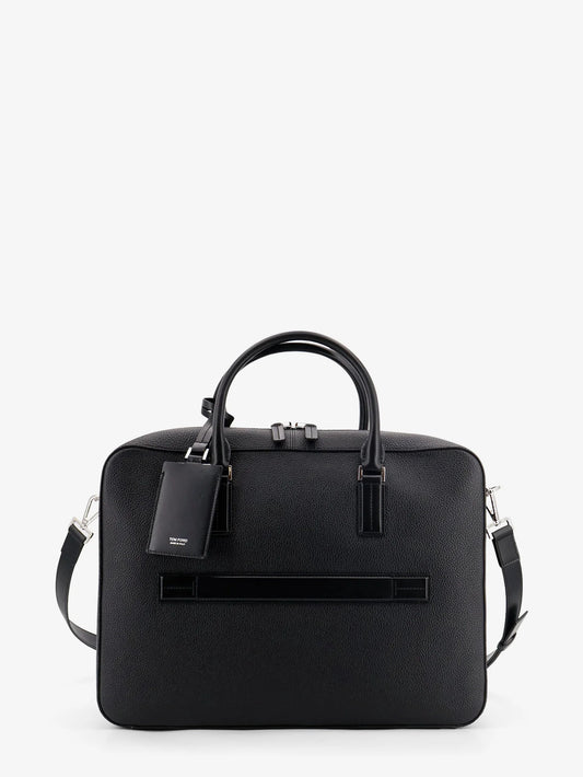 Tom Ford Leather Work Bag With Front Lettering Logo