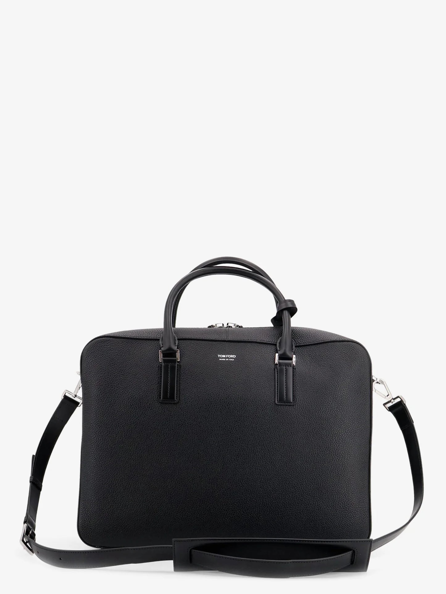 TOM FORD - Leather work bag with front lettering logo