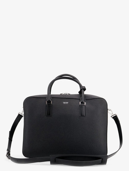 TOM FORD - Leather work bag with front lettering logo