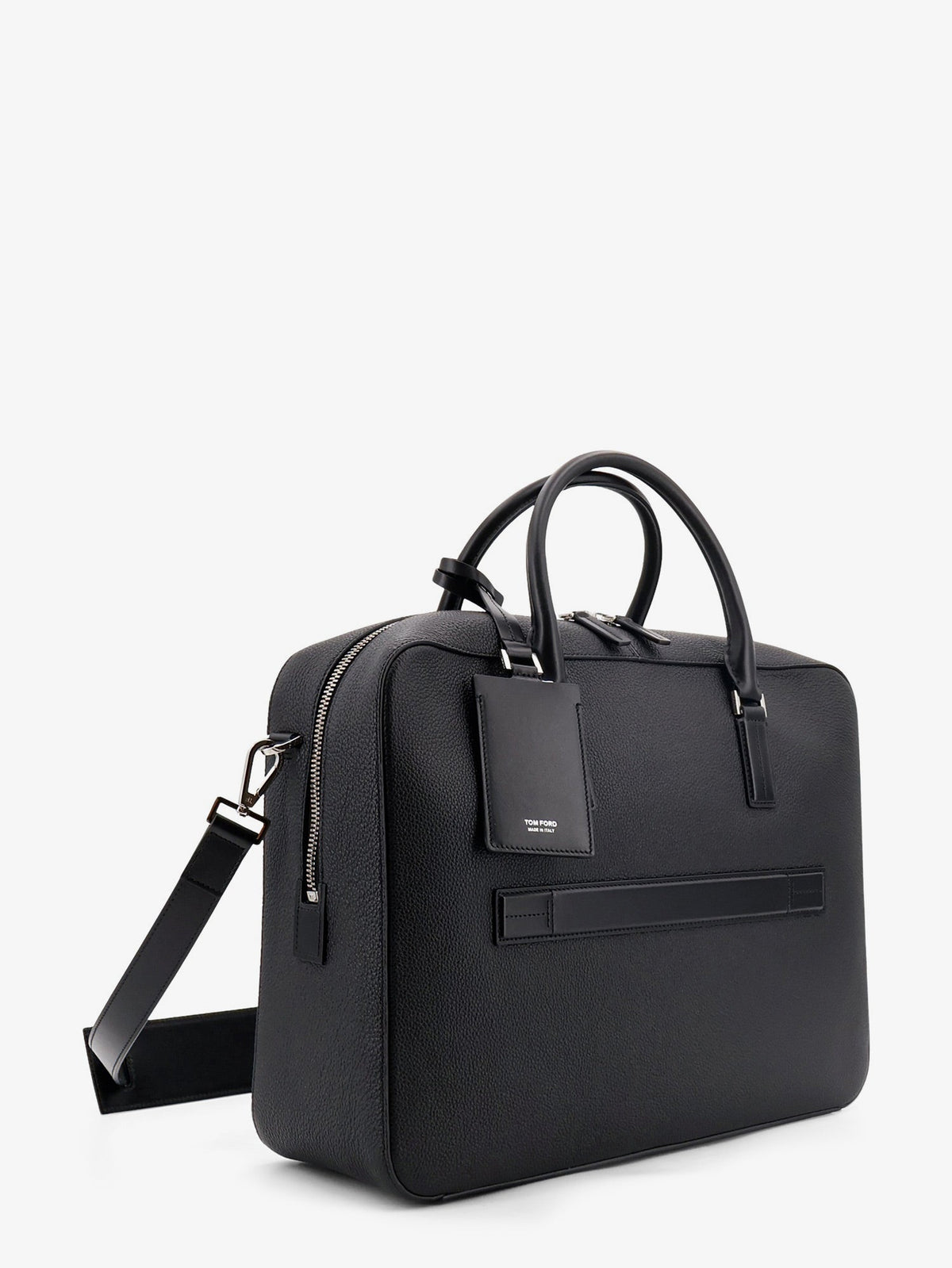 Tom Ford Leather work bag with front lettering logo - Black