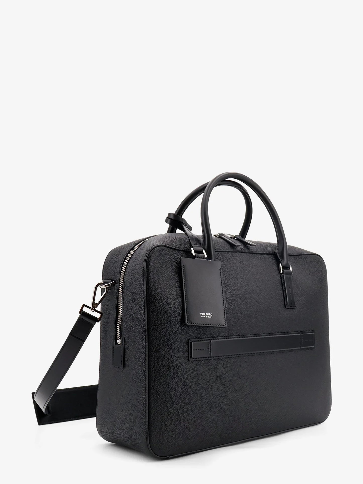 TOM FORD - Leather work bag with front lettering logo