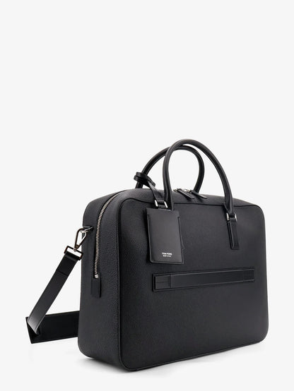 TOM FORD - Leather work bag with front lettering logo