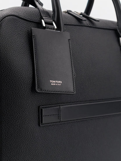 TOM FORD - Leather work bag with front lettering logo