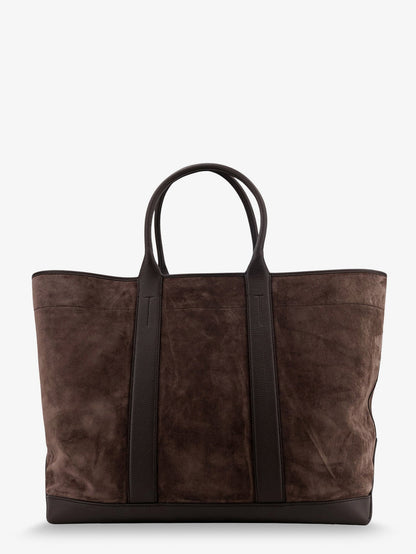 Tom Ford Suede shopping bag with logo engraved on the bottom - Brown