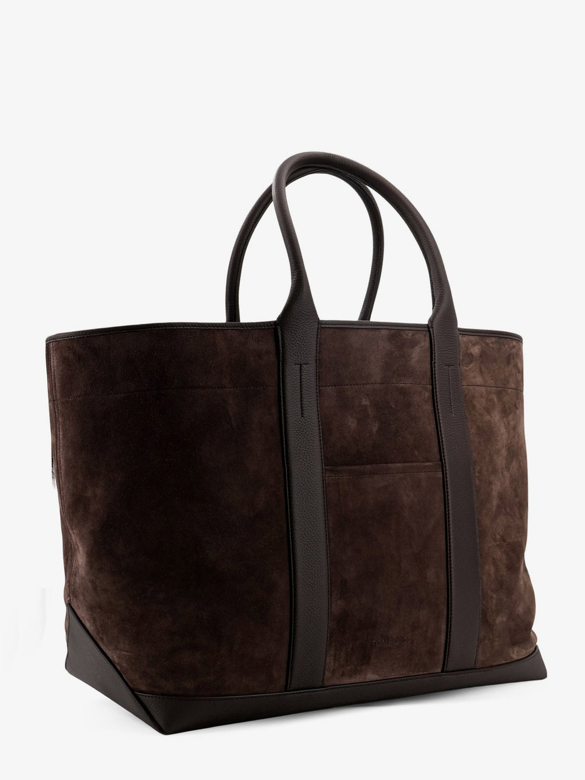 Tom Ford Suede shopping bag with logo engraved on the bottom - Brown