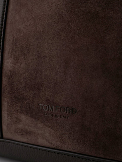 Tom Ford Suede shopping bag with logo engraved on the bottom - Brown