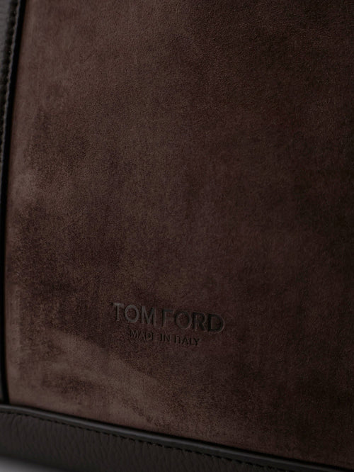 Tom Ford Suede shopping bag with logo engraved on the bottom - Brown