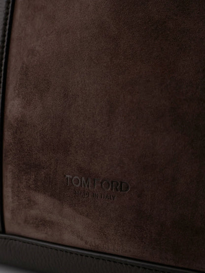 TOM FORD - Suede shopping bag with logo engraved on the bottom