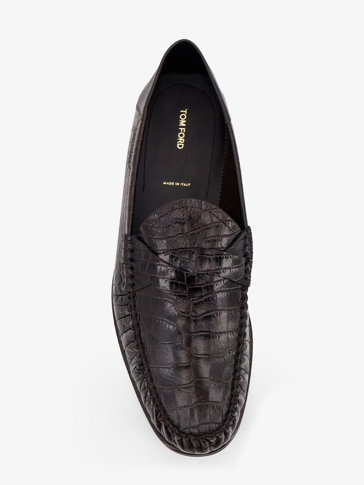 Tom Ford Crocodile-print leather loafers - Espresso